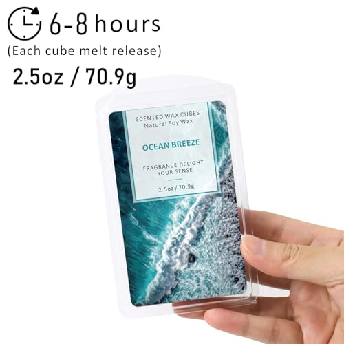 STRN Scented Wax Melts Wax Cubes Long Lasting Strong Scent, Soy Wax Cubes for Warmer Jelly Wax Melts Set, Ocean Breeze, Fresh Linen, Bohemia Forest, Summer Wind (4 x 2.5oz) - Image 5