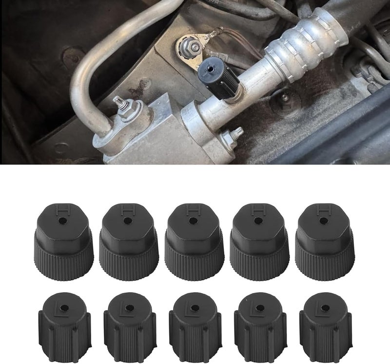 Zosgrew 10 PCS Car AC Valve Cap High and Low Pressure Air Conditioning System Port Sealing Kit Universal Car Air Conditioner Repair Parts for Most Cars Black - Image 3