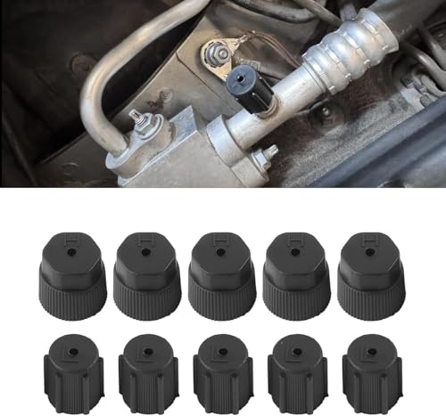 Zosgrew 10 PCS Car AC Valve Cap High and Low Pressure Air Conditioning System Port Sealing Kit Universal Car Air Conditioner Repair Parts for Most Cars Black - Image 1