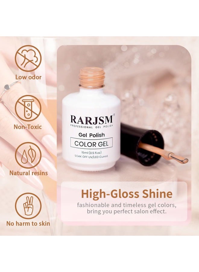 RARJSM Nude Brown Gel Nail Polish LED UV Gel Soak Off Clear Brown Skin Tone Taffy Color French Manicure Jelly Nail Gel Polish Varnish Curing Requires 1pcs 15ml for Home Salon Nail Art DIY - Image 5