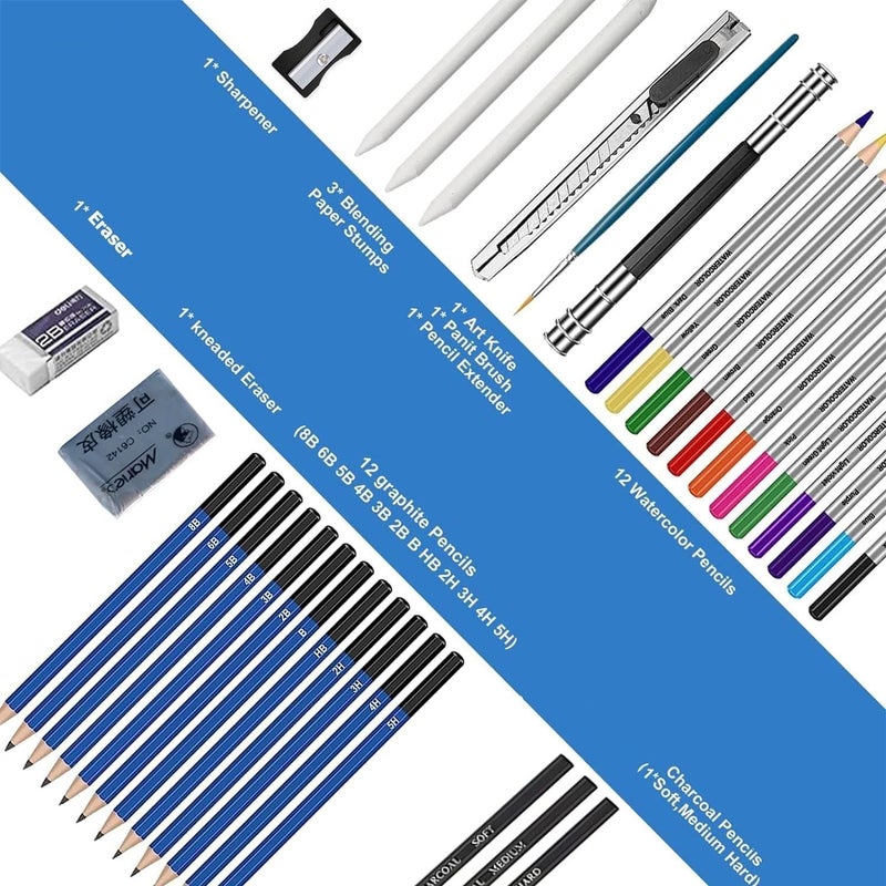 Wynhard Drawing Kit 39Pc Pencil Kit Colour Pencils Set Sketch Pencil Set Shading Pencils Set Sketching Kit Drawing Set Drawing Sketch Pencil Shading Artist Kit Sketch Kit Drawing Pencil Set for Artist - Image 3