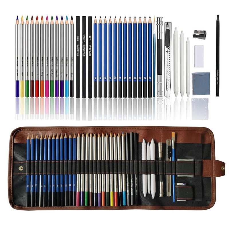 Wynhard Drawing Kit 39Pc Pencil Kit Colour Pencils Set Sketch Pencil Set Shading Pencils Set Sketching Kit Drawing Set Drawing Sketch Pencil Shading Artist Kit Sketch Kit Drawing Pencil Set for Artist - Image 1