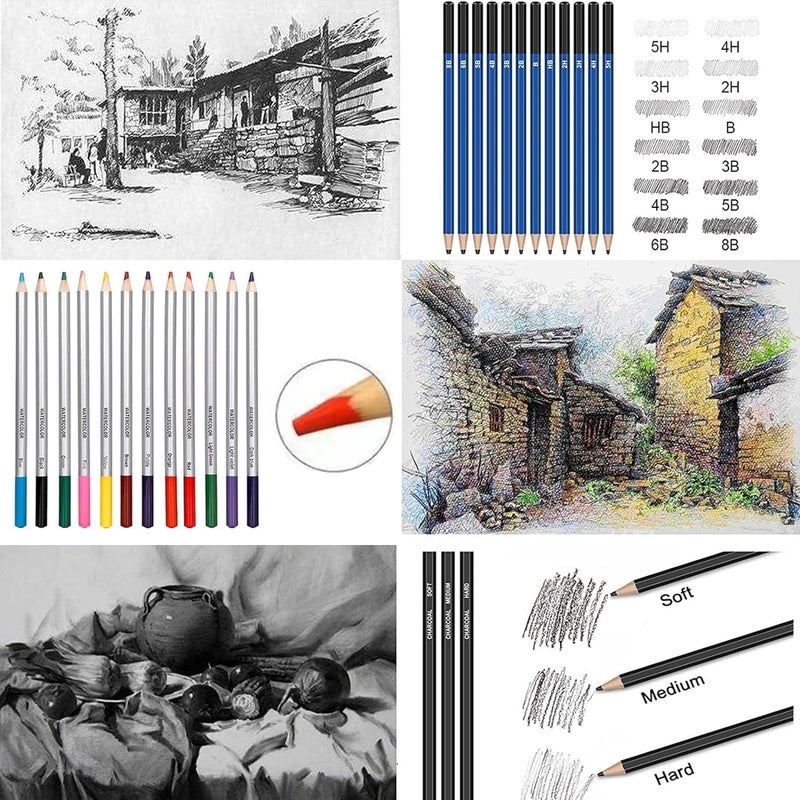 Wynhard Drawing Kit 39Pc Pencil Kit Colour Pencils Set Sketch Pencil Set Shading Pencils Set Sketching Kit Drawing Set Drawing Sketch Pencil Shading Artist Kit Sketch Kit Drawing Pencil Set for Artist - Image 4