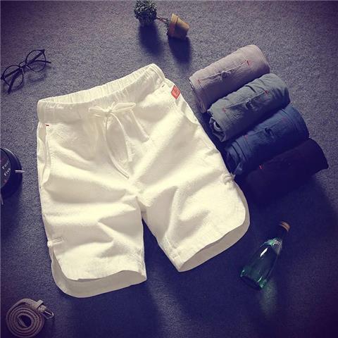 Fashionable Brand Linen Shorts Mens Summer Thin Five-point Pants Fashionable Loose Beach Pants Sports Breathable Casual Pants Black  - Image 2