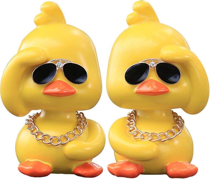 wonuu Cute Yellow Duck Toy Car Ornaments Cool Duck Car Dashboard Decorations Shaking Head  Doll - Image 1