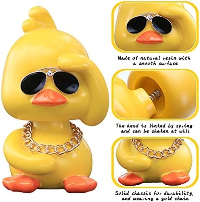 wonuu Cute Yellow Duck Toy Car Ornaments Cool Duck Car Dashboard Decorations Shaking Head  Doll - Image 4