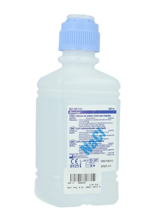 Baxter 0.9% Sodium Chloride Solution for Medical Irrigation and Wound Cleansing - 500ml Sterile Saline for External Use Only - Image 2