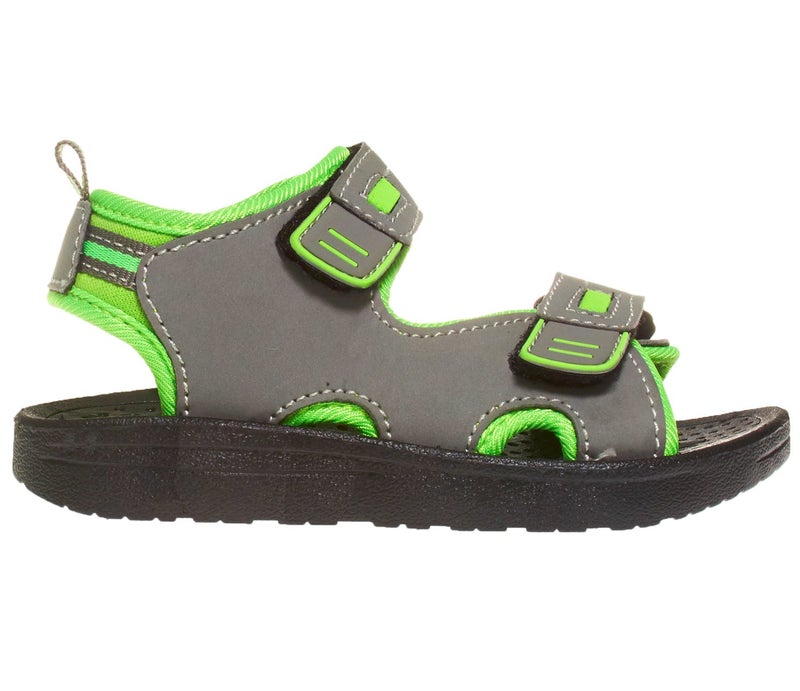 Skysole Boys Double Adjustable Strap Lightweight Sandals Grey/Lime 4/5 US Big Kid - Image 4