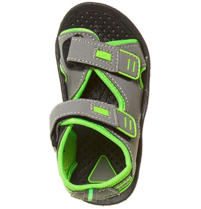 Skysole Boys Double Adjustable Strap Lightweight Sandals Grey/Lime 4/5 US Big Kid - Image 3