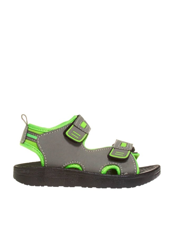 Skysole Boys Double Adjustable Strap Lightweight Sandals Grey/Lime 4/5 US Big Kid - Image 1