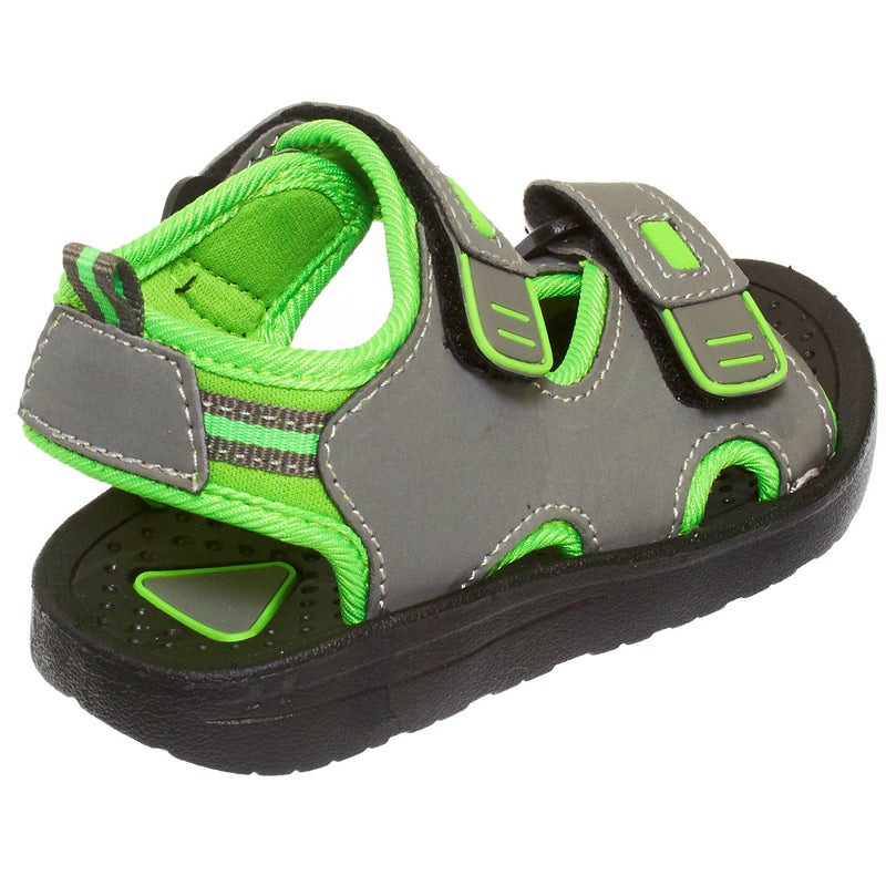 Skysole Boys Double Adjustable Strap Lightweight Sandals Grey/Lime 4/5 US Big Kid - Image 2