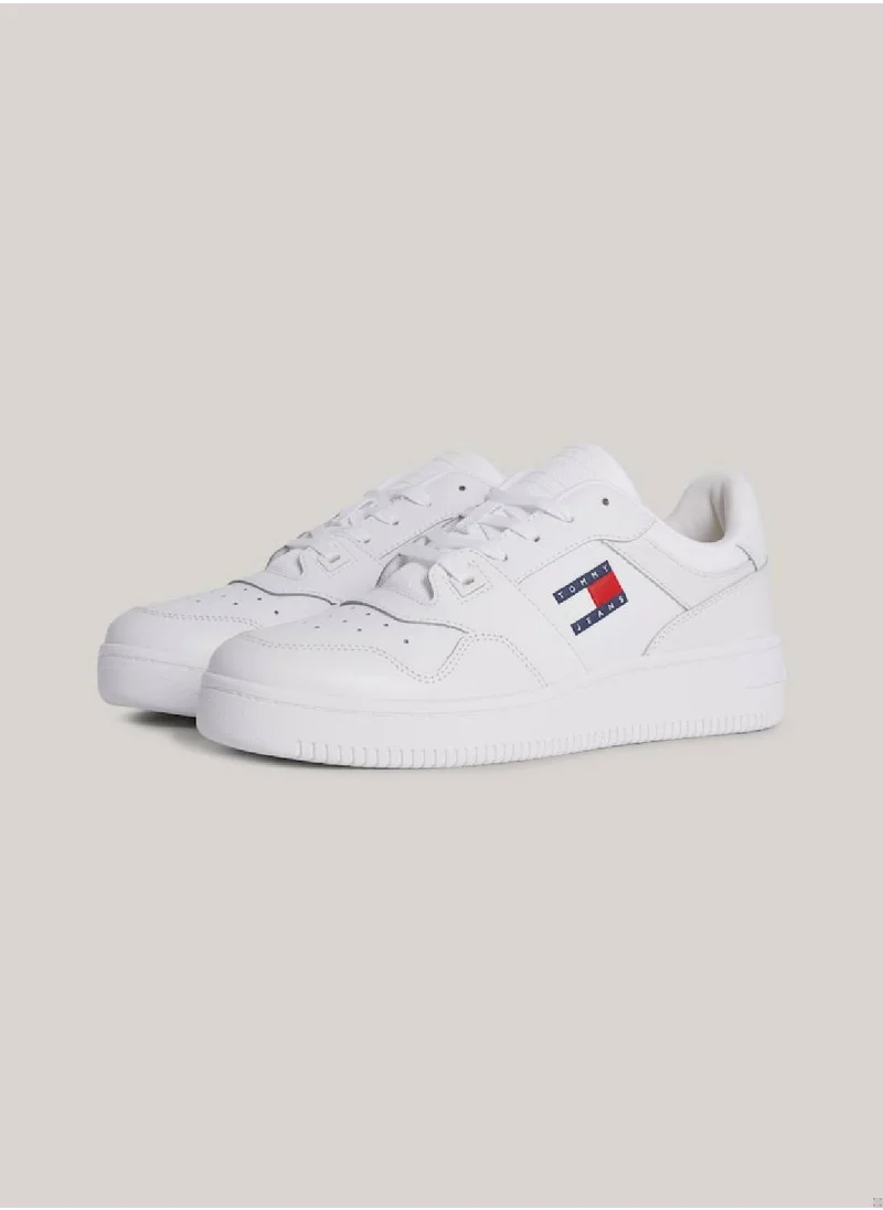 TOMMY JEANS Men's Retro Fine Cleat Basketball Trainers - Leather, White