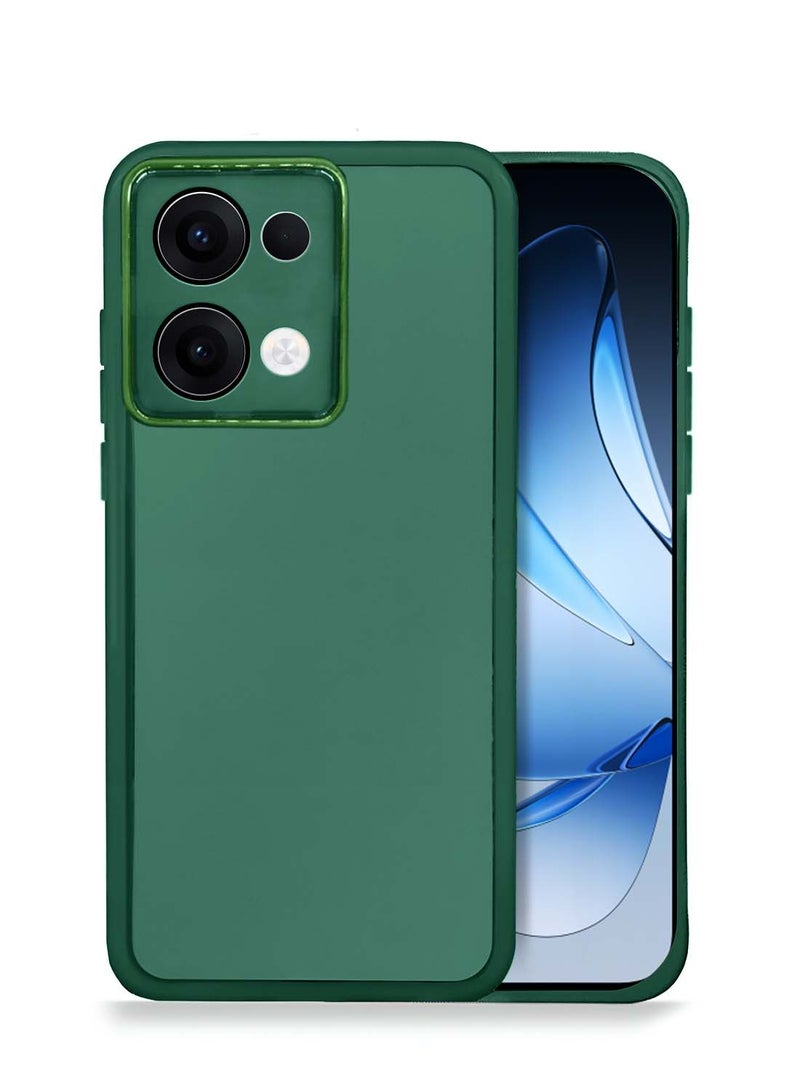 Wtech Oppo Reno13 5G 2024 Soft Transparent TPU Silicone Ultra Thin Phone Stylish Electroplated Camera Border Back Case Cover - Dark Green - Image 1