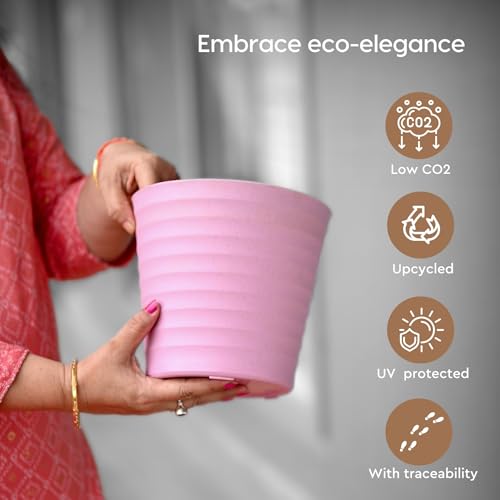 Eha Set of 2 Earth-Friendly Linea 7.5" Pots for Plants | Bamboo Based Plant Pots | UV Protected | Flower Pot for Indoor, Home Decor, Outdoor, Balcony & Garden | Inno-Azure - Image 4