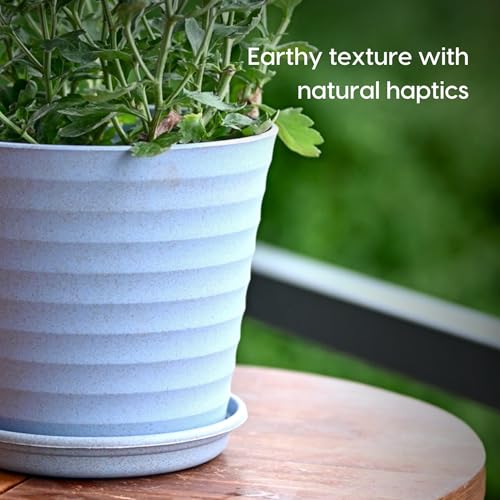 Eha Set of 2 Earth-Friendly Linea 7.5" Pots for Plants | Bamboo Based Plant Pots | UV Protected | Flower Pot for Indoor, Home Decor, Outdoor, Balcony & Garden | Inno-Azure - Image 5