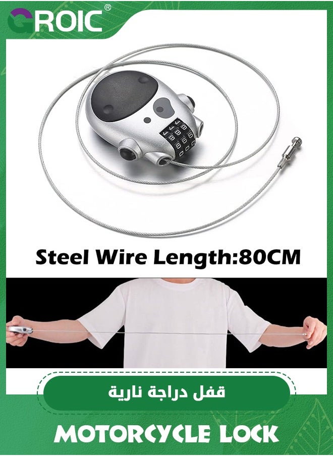 GROIC Motorcycle Lock Cable Lock with 3 Number Discs Suitcase Travel Security Combination Lock with Extendable 80cm Wire Rope Security Level Very High for Bicycles, Motorcycles, Luggage (Silver)  - Image 5