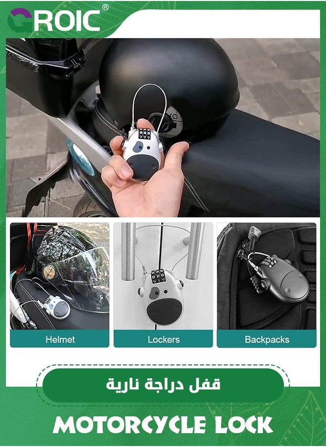 GROIC Motorcycle Lock Cable Lock with 3 Number Discs Suitcase Travel Security Combination Lock with Extendable 80cm Wire Rope Security Level Very High for Bicycles, Motorcycles, Luggage (Silver)  - Image 4