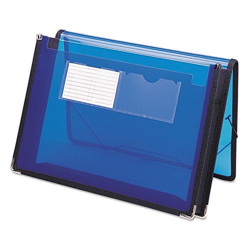 Smead Poly File Wallet with Closure, 2-1/4" Expansion, Flap and Cord Closure, Translucent, Letter Size, Blue (71953) - Image 1