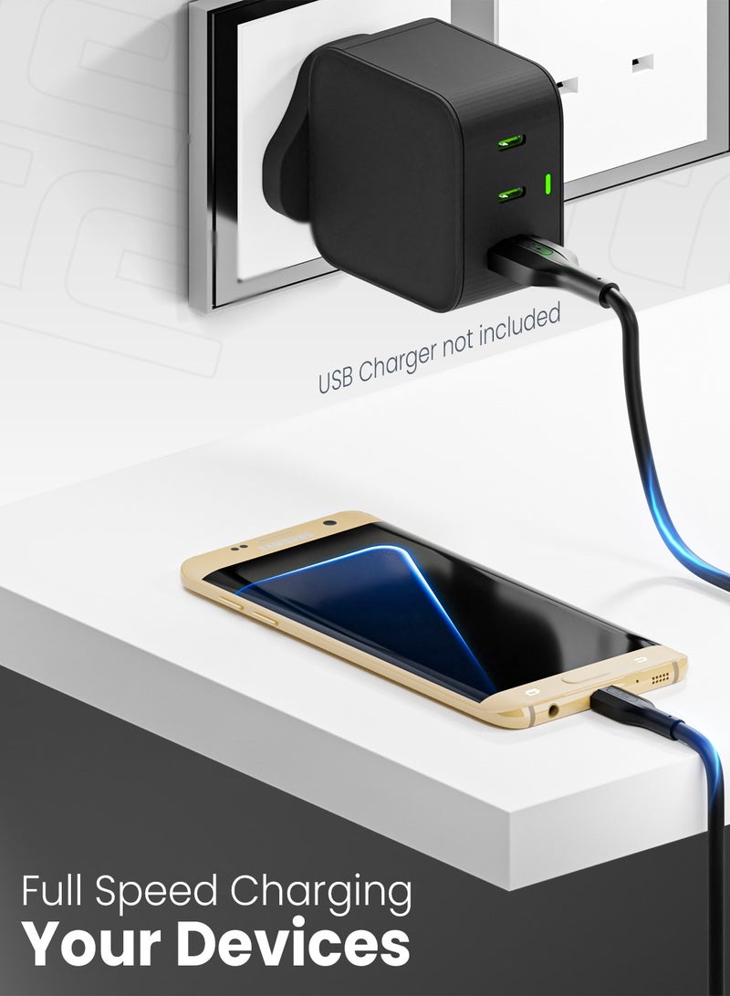 Moxedo كابل شحن سريع لنقل البيانات USB إلى Micro USB من موكسييدو لايت بطول 3م متوافق مع سامسونج جالاكسي S7 S6 إيدج J7 S5، نوت 5 4، LG، HTC، سوني، إكس بوكس ون، PS4، كيندل، MP3، تابلت - Image 3