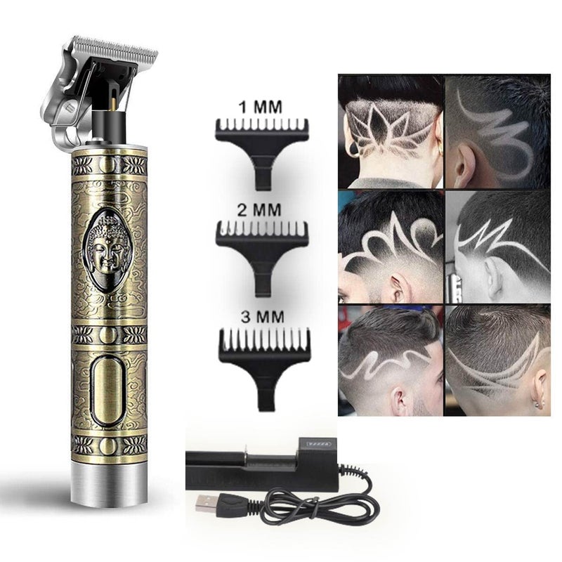 FLETIX Body Hair Trimmer Zero Gapped TBlade Close Cutting Heavy Quality Hair Clippers for Men Rechargeable Cordless Trimmers for Haircut Beard Set Shaver Barber Trimmer 4 Combs Gold - Image 1
