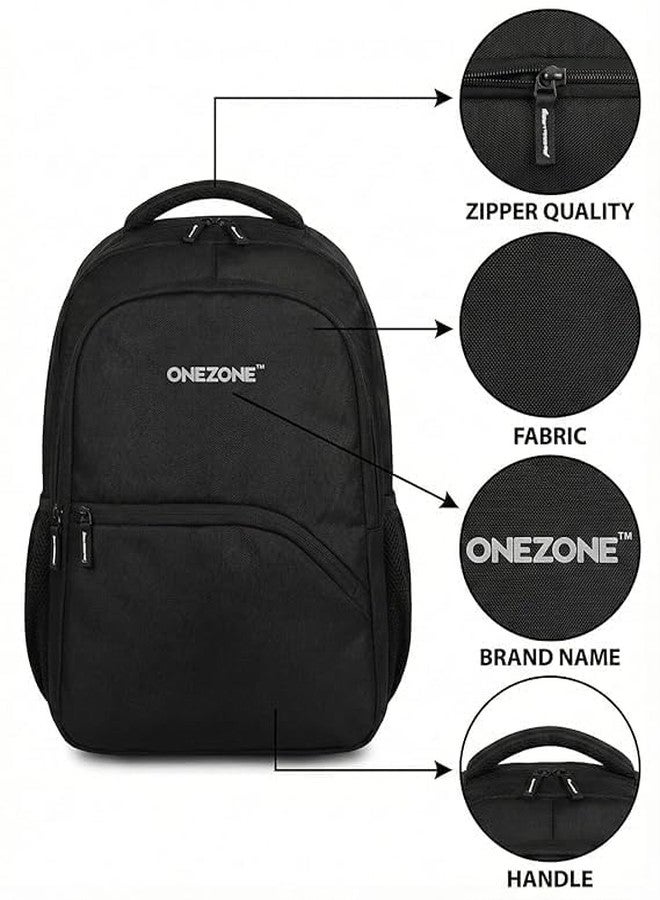 وان زون حقيبة ظهر ONEZONE بسعة 30 لترًا للكمبيوتر المحمول للرجال والنساء | تتسع لأجهزة كمبيوتر محمولة مقاس 15.6 بوصة، مقاومة للماء، مناسبة للجامعة والمدرسة والمكتب، حقيبة ظهر متعددة الجيوب للسفر مع جيب للزجاجة - Image 3