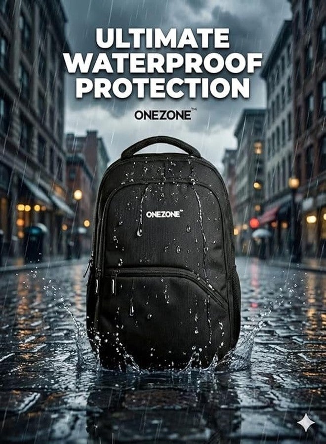 وان زون حقيبة ظهر ONEZONE بسعة 30 لترًا للكمبيوتر المحمول للرجال والنساء | تتسع لأجهزة كمبيوتر محمولة مقاس 15.6 بوصة، مقاومة للماء، مناسبة للجامعة والمدرسة والمكتب، حقيبة ظهر متعددة الجيوب للسفر مع جيب للزجاجة - Image 5