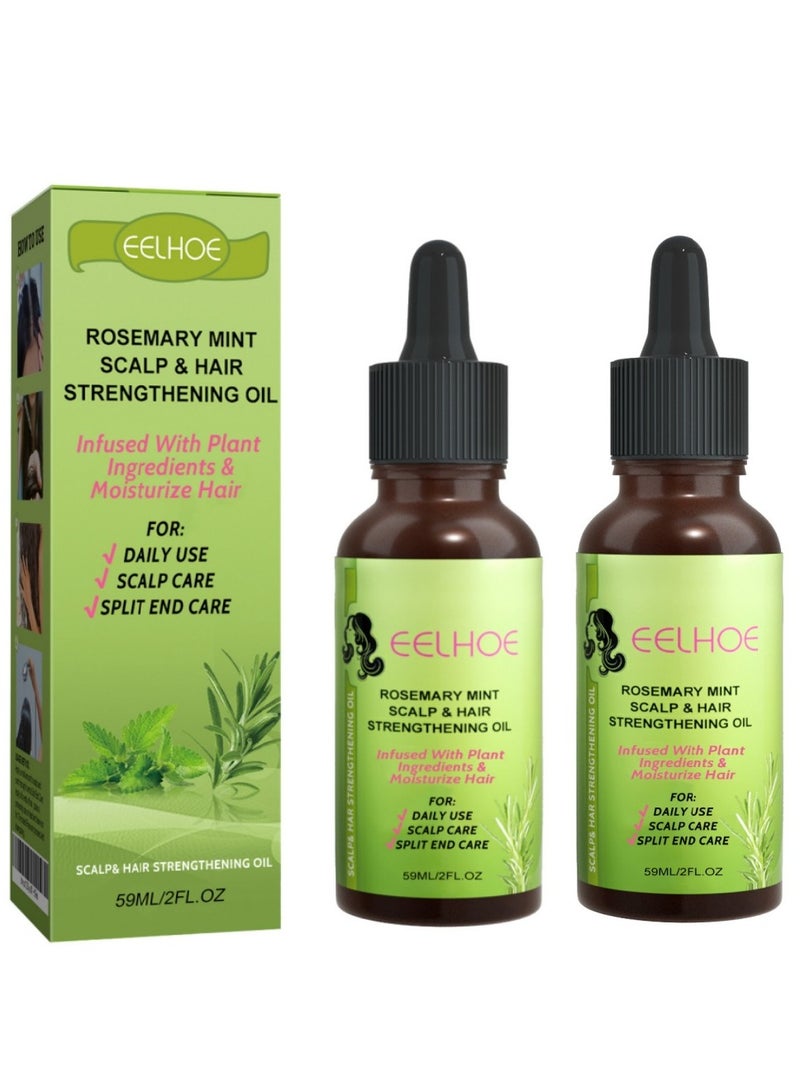 إيلهو زيت تقوية فروة الرأس ونمو الشعر بنكهة الروزماري والنعناع، للعناية بالشعر، 2 عبوة. - Image 1