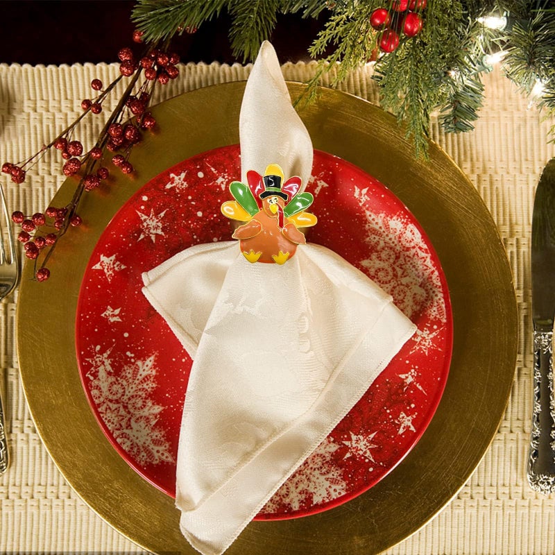 Legigo Set of 12 Turkey Napkin Rings for Thanksgiving Decorations- Thanksgiving Napkin Holder Fall Napkin Rings for Dinner Wedding Banquet Family Gatherings Table Settings Decor Present - Image 5