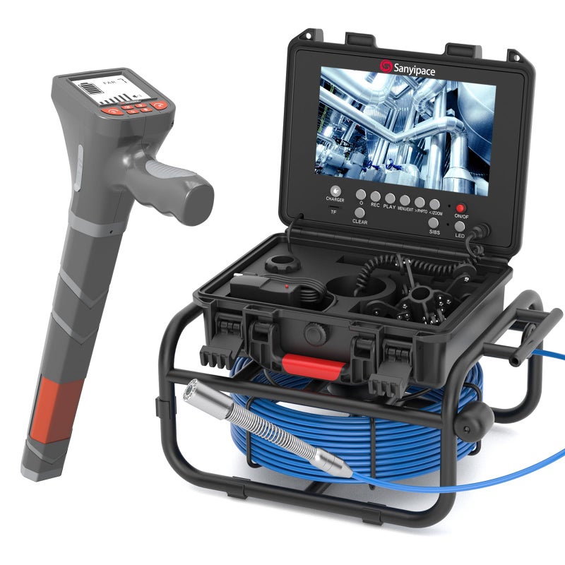 Sanyipace Sewer Camera Selfleveling with Locator 512Hz Drain Camera with Distance Counter Waterproof 100FT30M Pipe Camera with 9 Screen 1080P 23mm09in Borescope Inspection Camera for Plumbing