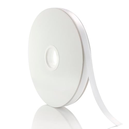 QingHan Double Faced White Satin Ribbon: 3/8 Inch 100 Yards Roll - Image 1