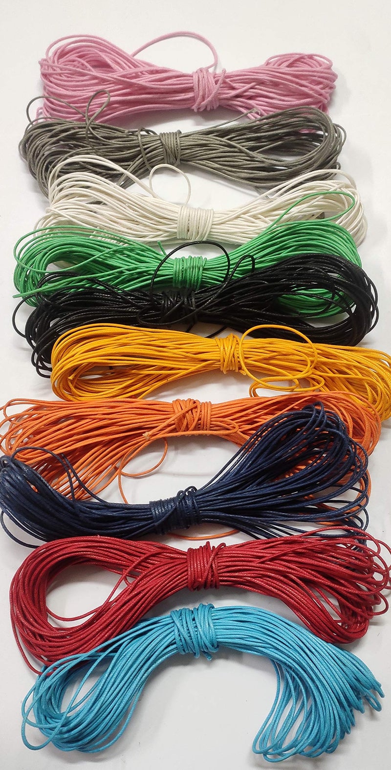 OMX 10 Rolls 1mm 10Mtr Each Colour (10 Colour Mix) - 100 Mtr. Waxed Cord Wire for Jewellery BrSPACElets, Anklet, Beading - Image 1