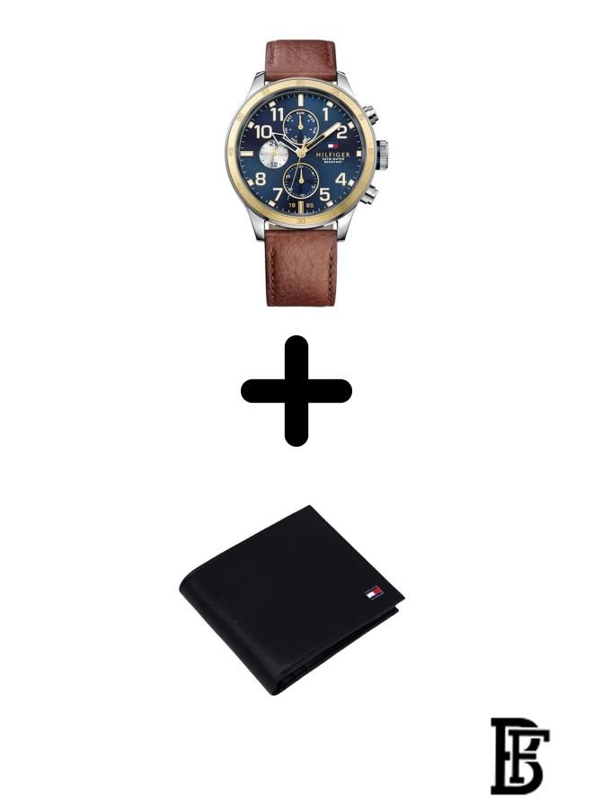 TOMMY HILFIGER Tommy Hilfiger Leather Chronograph Watch 1791137 + Tommy Wallet  - Image 1