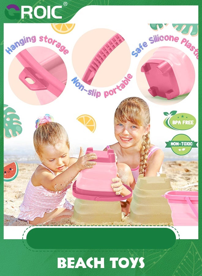 GROIC 17 Pcs Collapsible Beach Toys Sand for Toddlers 1-3, Toy Kids, Buckets Sandbox Toddler with Multi Mold Shovel - Image 2
