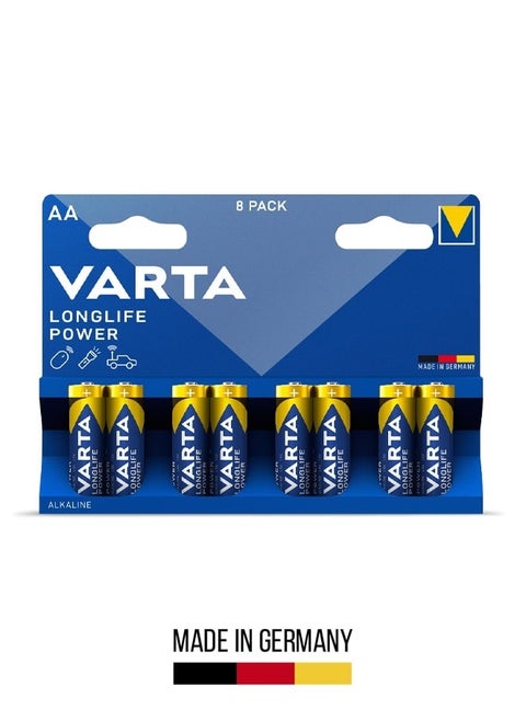 Varta Longlife Power AA Alkaline Battery for Reliable and Long-lasting Performance (8-Pack)