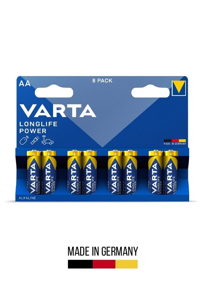 VARTA - Varta Longlife Power AA Alkaline Battery for Reliable and Long-lasting Performance (8-Pack) - Image 1