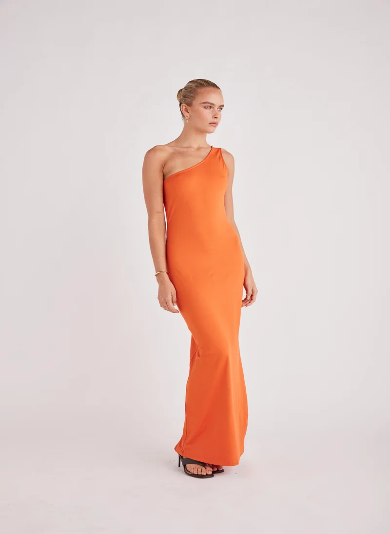 SNDYS Orange One-Shoulder Dress