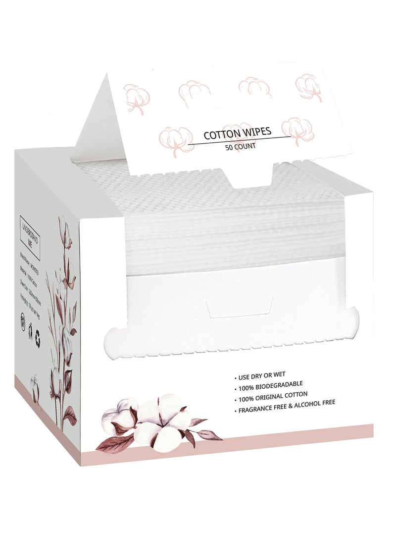 Disposable Face Towel Biodegradable Face Towel for Drying Face 50 Count Box Extra Thick Soft One Time Use Face Towels 10"×12" Large Clean Towels for Sensitive Skin 100% Cotton Baby Care - Image 1