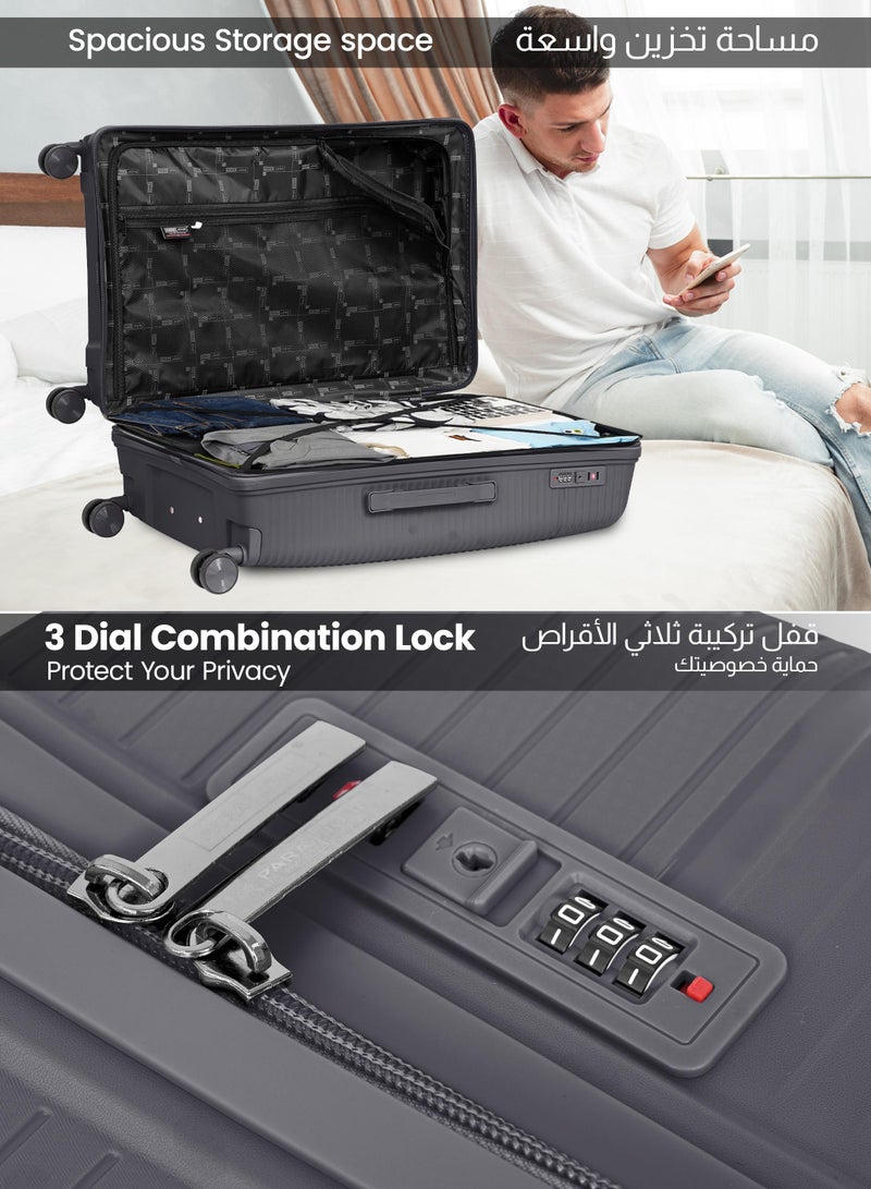 Parajohn Skyline Series Set of 2 Luggage| Small 10KG & Large 30KG Polypropylene 8 Wheel Trolley Hardsided Travel Suitcase - Grey - Image 5