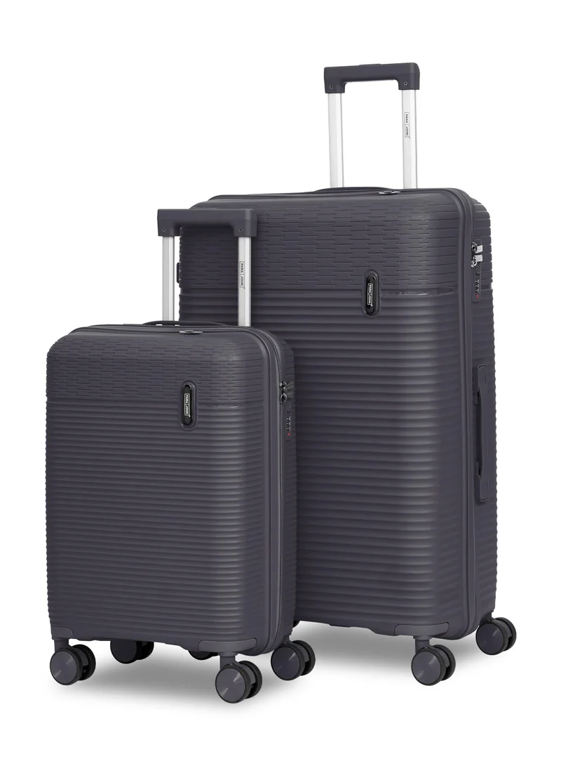 Parajohn Skyline Series Set of 2 Luggage| Small 10KG & Large 30KG Polypropylene 8 Wheel Trolley Hardsided Travel Suitcase - Grey