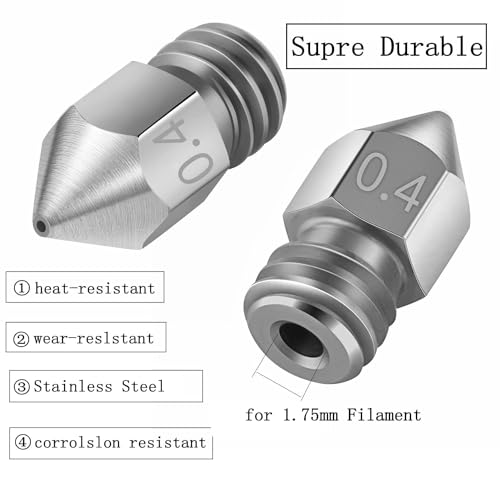 Serplex® 32PCS 3D Printer Nozzle MK8 Nozzle 3D Printer Extruder Nozzle High Temperature Pointed Wear Resistant Nozzle for Makerbot Creality CR-10 5 Different Size 0.2 mm, 0.4 mm, 0.5mm, 0.6 mm, 0.8 mm - Image 4