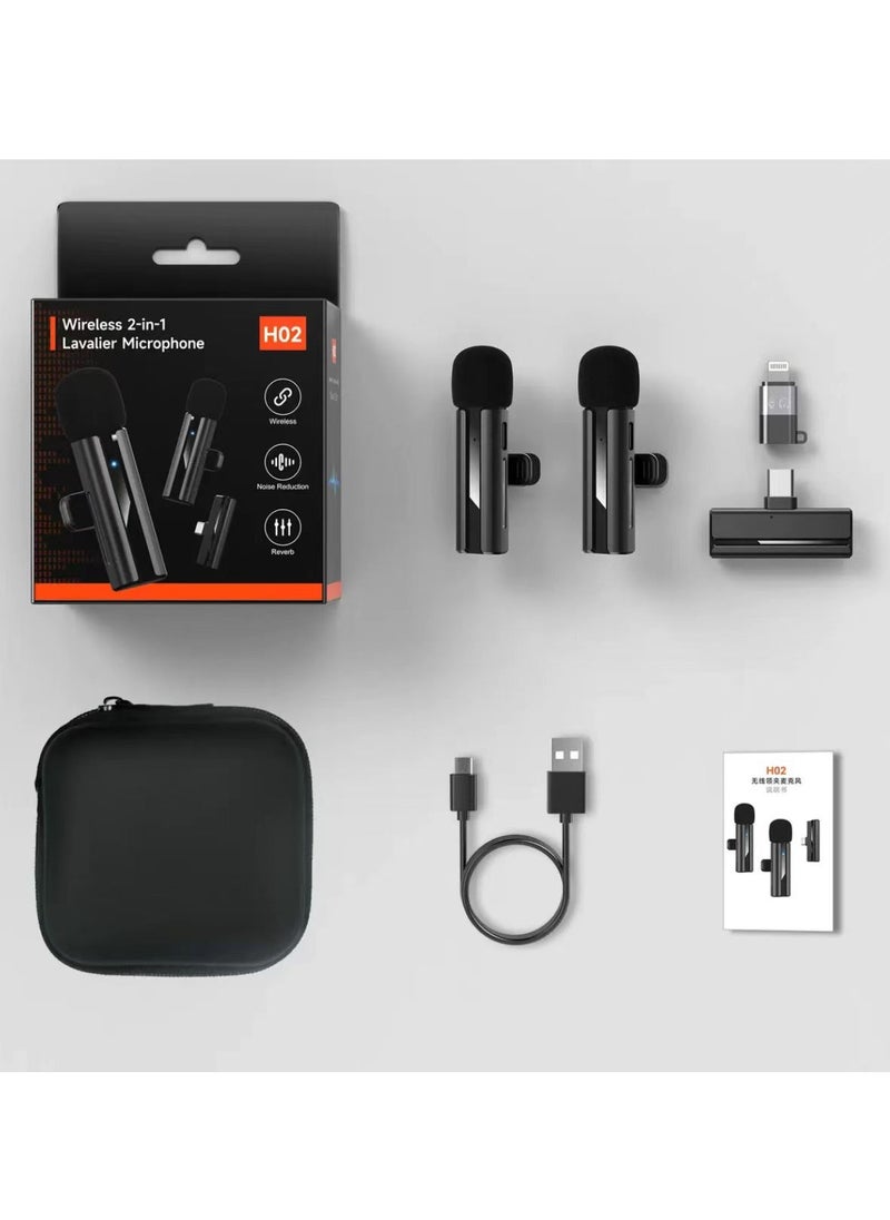 Generic Professional Wireless Lavalier Lapel Microphone for iPhone, iPad - Cordless Omnidirectional Condenser Recording Mic for Interview Video Podcast Vlog YouTube, Bluetooth, Black  - Image 1