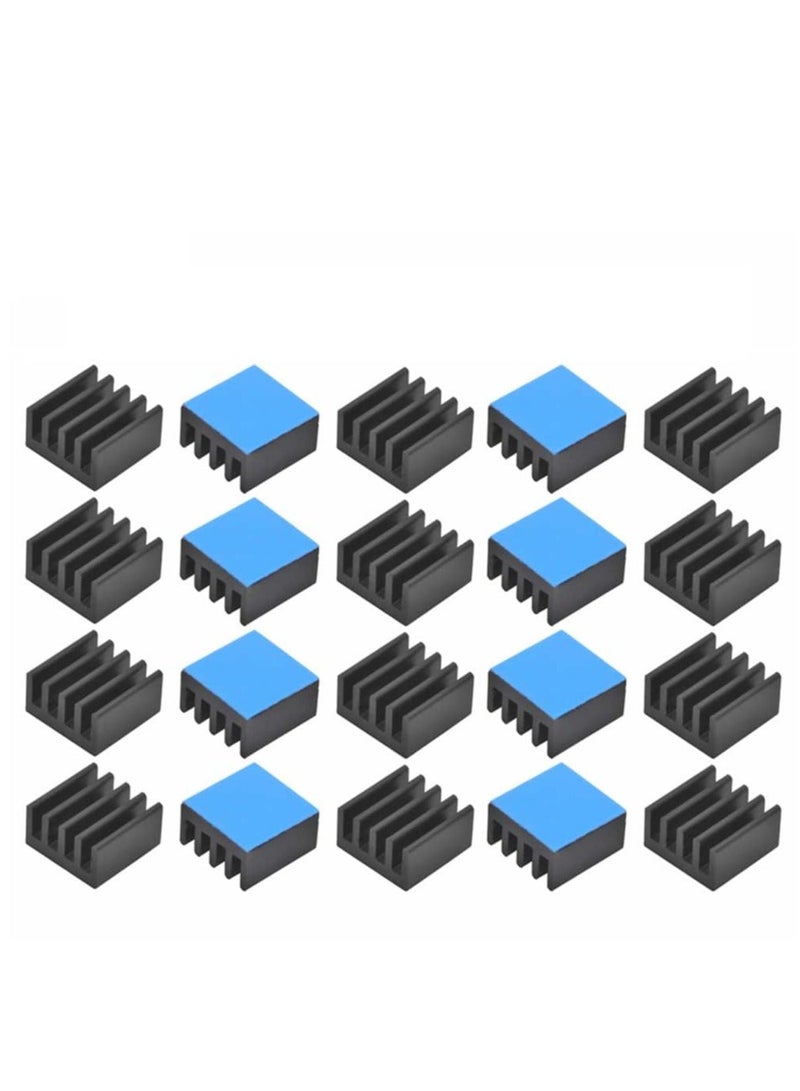 20PCS Black Aluminum Heat Sink with Thermal Conductive Adhesive Tape, 9×9×5mm Heatsink Cooler for Cooling VRM GPU Stepper Driver MOSFET VRam Regulators  - Image 1