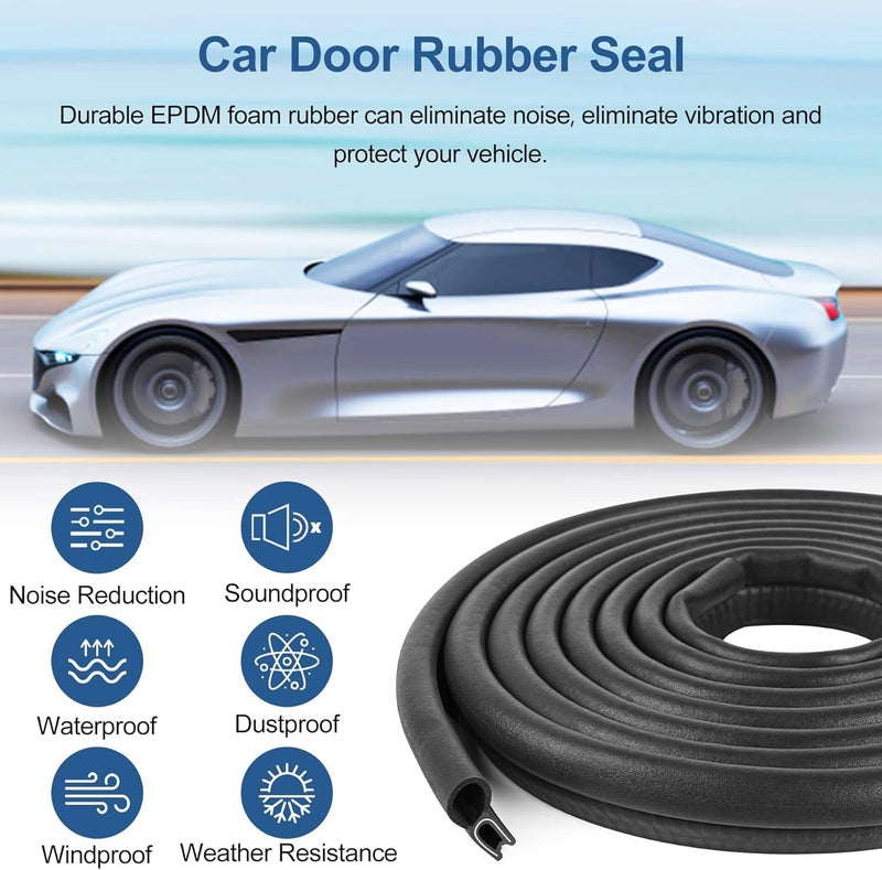 Kikerike Automotive Door Weather Stripping 10Ft Car Door Rubber Edge Trim Seal Strip Gasket with Top Bulb Easy to Install for Car Bus Camper Boat RV Truck Doors and Home Applications - Image 5