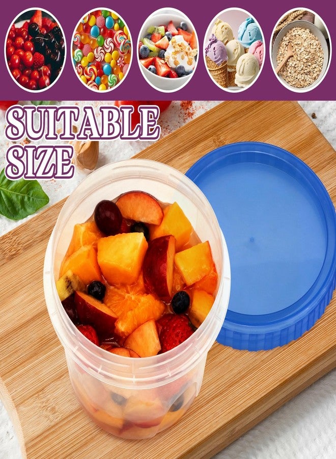 ISUSSER 12 Pack Freezer Containers with Screw On Lids, 24 Oz Stackable Reusable Plastic Storage Container, Airtight Plastic Food Storage Containers with Twist Top Lids for Food Soup Jello Sauce - Image 4