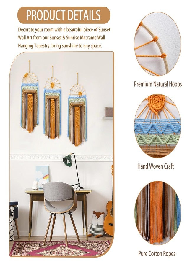 Artilady Sunset Wall Art Dream Catcher - Macrame Wall Hanging Large Dreamcatchers, Hand Woven Boho Tapestry Colorful Sun Wall Decor for Bedroom Nursery Living Room Nursery (Sunset) - Image 3