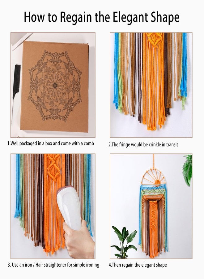 Artilady Sunset Wall Art Dream Catcher - Macrame Wall Hanging Large Dreamcatchers, Hand Woven Boho Tapestry Colorful Sun Wall Decor for Bedroom Nursery Living Room Nursery (Sunset) - Image 5