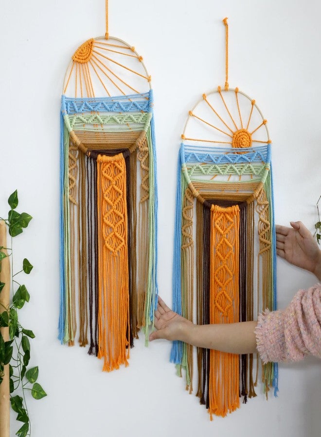 Artilady Sunset Wall Art Dream Catcher - Macrame Wall Hanging Large Dreamcatchers, Hand Woven Boho Tapestry Colorful Sun Wall Decor for Bedroom Nursery Living Room Nursery (Sunset) - Image 2