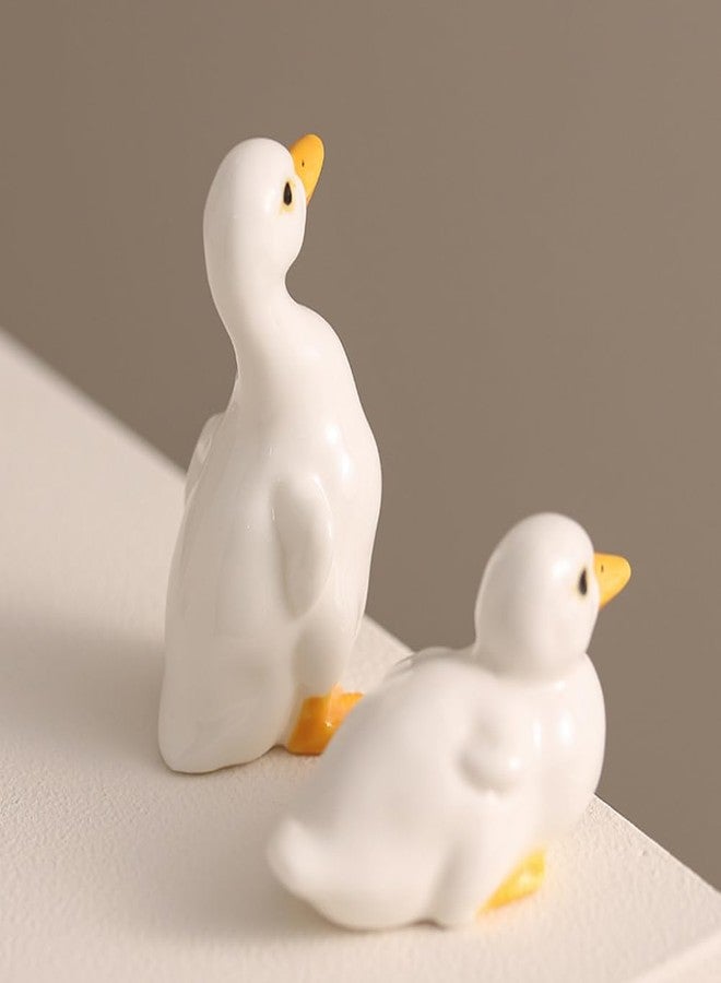 AKV Ceramic Duck Statue Cute Mini Duck Figurines for Home Office Desktop Decor, Handmade Small Duck Decorations, Ceramic Animal Figurines for Garden Porch Decor, Duck Gifts for Duck Lover (Set of 2) - Image 5