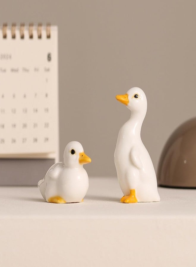AKV Ceramic Duck Statue Cute Mini Duck Figurines for Home Office Desktop Decor, Handmade Small Duck Decorations, Ceramic Animal Figurines for Garden Porch Decor, Duck Gifts for Duck Lover (Set of 2) - Image 4