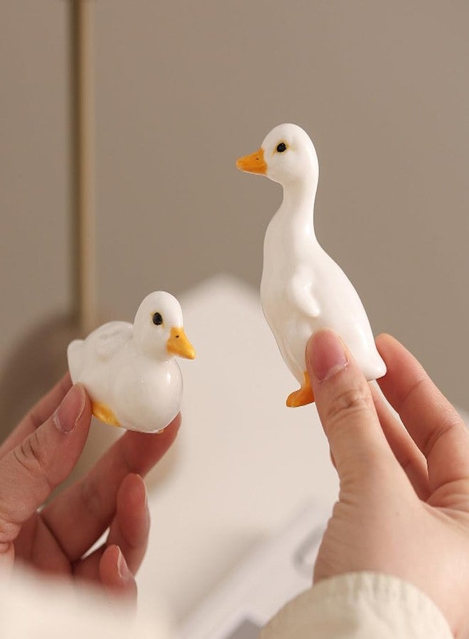 AKV Ceramic Duck Statue Cute Mini Duck Figurines for Home Office Desktop Decor, Handmade Small Duck Decorations, Ceramic Animal Figurines for Garden Porch Decor, Duck Gifts for Duck Lover (Set of 2) - Image 2